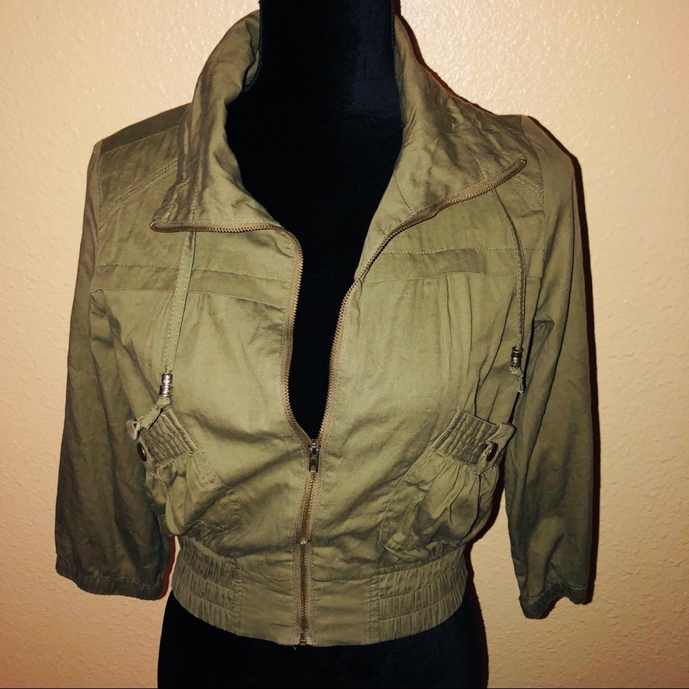 Utility Crop Jacket in Olive Green
